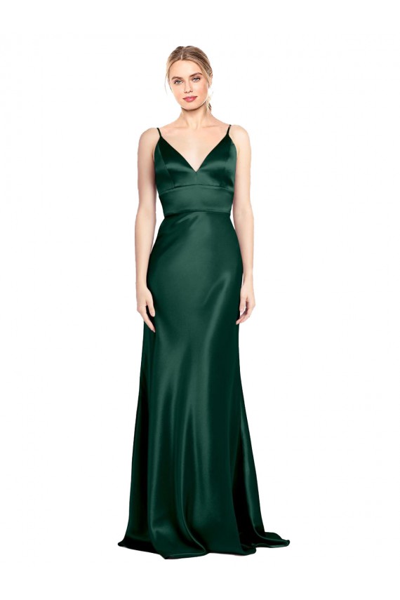 Long Sleeveless Stretch Satin Hunter Sheath Formal Evening Gown / Prom Dress / Bridesmaid Dress Colchester