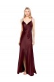 Long Sleeveless Stretch Satin Burgundy Gold A-Line Bridesmaid Dress / Evening Dress Colchester