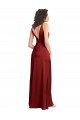 Long Sleeveless Stretch Satin Burgundy A-Line Formal Dress / Bridesmaid Dress Colchester