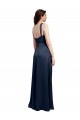 Long Sleeveless Stretch Satin Dark Navy A-Line Formal Evening Gown / Prom Dress / Bridesmaid Dress Colchester