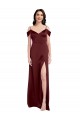 Long Sleeveless Stretch Satin Burgundy Gold A-Line Formal Dress / Bridesmaid Dress Colchester