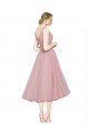 Tea Length Sleeveless Tulle Pink A-Line Bridesmaid Dress Colchester