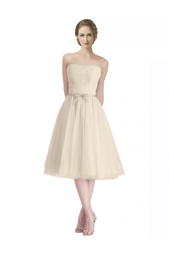 Cocktail Length Sleeveless Tulle A-Line Bridesmaid Dress Colchester