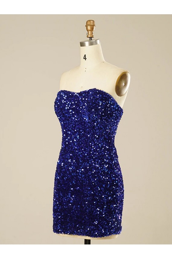 Short Sleeveless Velvet Sequin Sweetheart Sheath Prom Dress Colchester