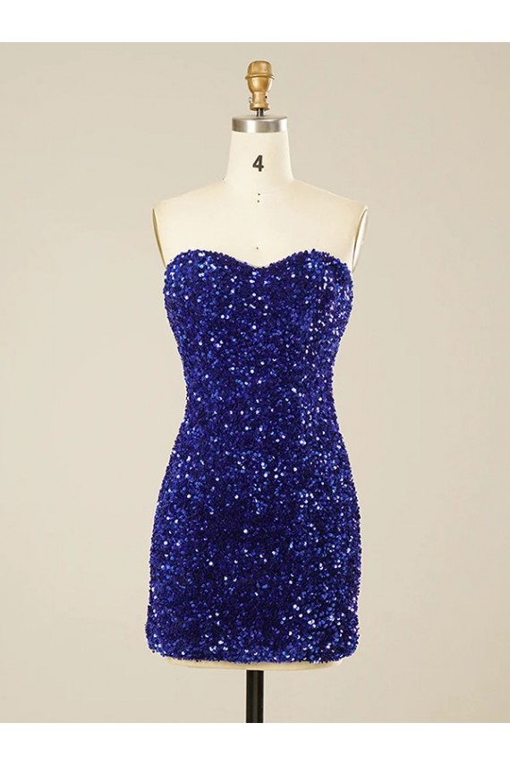 Short Sleeveless Velvet Sequin Sweetheart Sheath Prom Dress Colchester