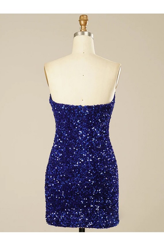 Short Sleeveless Velvet Sequin Sweetheart Sheath Prom Dress Colchester