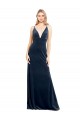 Long Sleeveless Stretch Velvet Dark Navy A-Line Prom Dress / Bridesmaid Dress Colchester