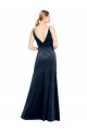 Long Sleeveless Stretch Velvet Dark Navy A-Line Prom Dress / Bridesmaid Dress Colchester