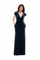 Long Flutter Sleeves Stretch Velvet Dark Navy A-Line Formal Dress / Bridesmaid Dress Colchester