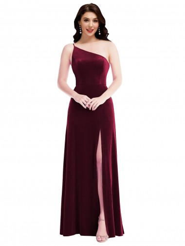 Long Sleeveless Stretch Velvet Burgundy Trumpet Black Tie Evening Dress / Prom Dress / Bridesmaid Dress Colchester