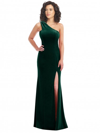 Long Sleeveless Stretch Velvet Dark Green Trumpet Black Tie Prom Dress / Bridesmaid Dress Colchester