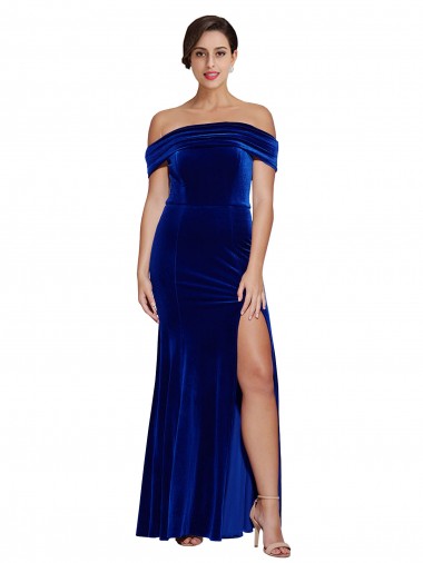 Long Sleeveless Stretch Velvet Royal Blue Mermaid Formal Evening Gown / Prom Dress / Bridesmaid Dress Colchester