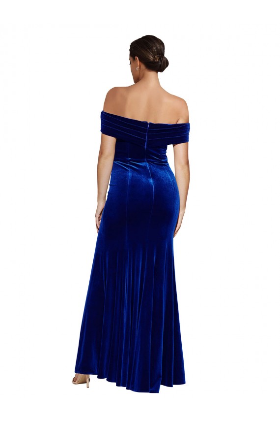 Long Sleeveless Stretch Velvet Royal Blue Mermaid Formal Evening Gown / Prom Dress / Bridesmaid Dress Colchester