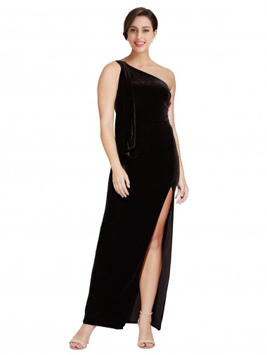 Long Sleeveless Stretch Velvet Black Sheath Formal Evening Gown / Prom Dress / Bridesmaid Dress Colchester